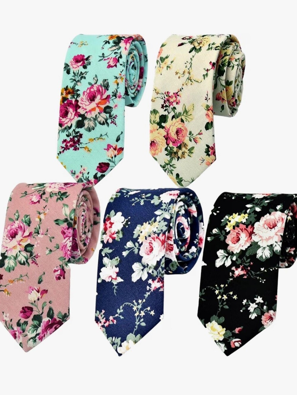 NEW! 5pk Of Cotton Floral Men's Ties. Ladies, Too!